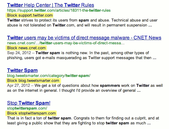 Personal Blocklist by google