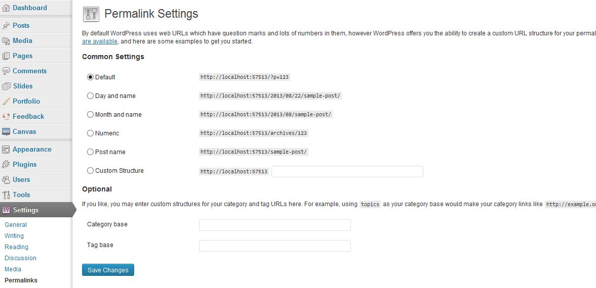 Permalinks Settings