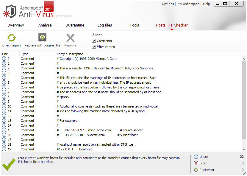 Ashampoo Hosts File Checker