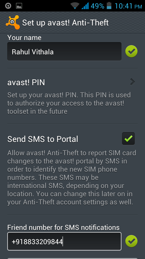 Avast Anti-Theft UI