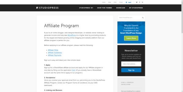Studiopress Affiliate Program