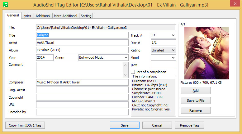 AudioShell Tag Editor UI