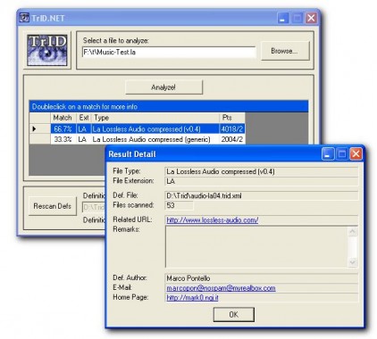 TrID GUI scanning