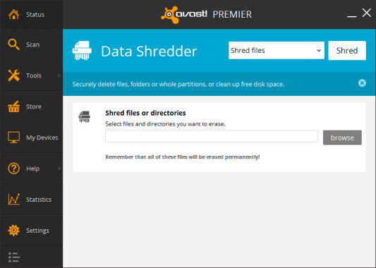 Avast Premier Data Shredder