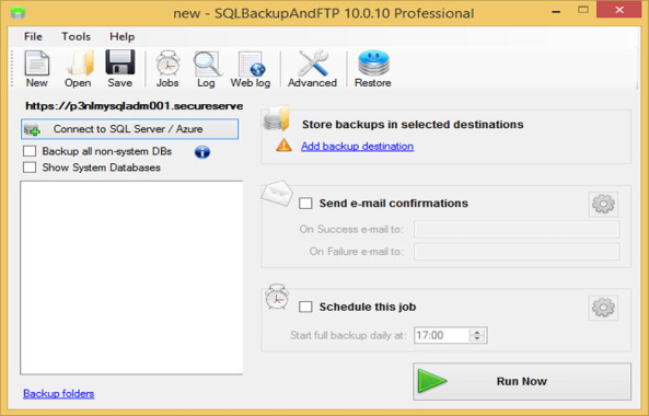 SQLBackupAndFTP User Interface