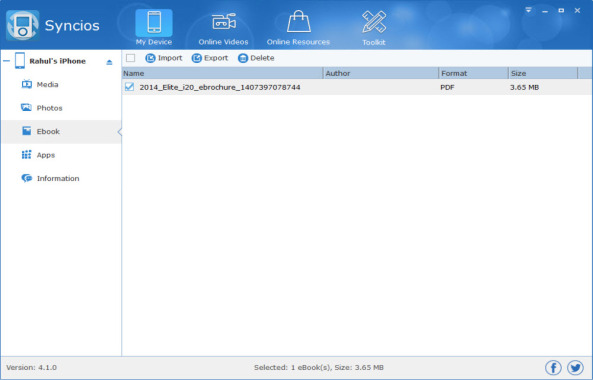 SynciOS eBook Upload