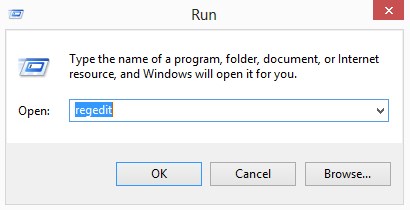 Regedit in the Run window