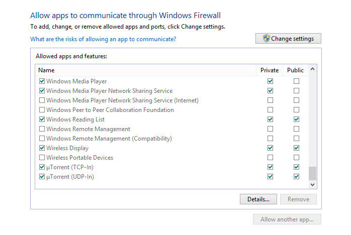 uTorrent Firewall Allowence