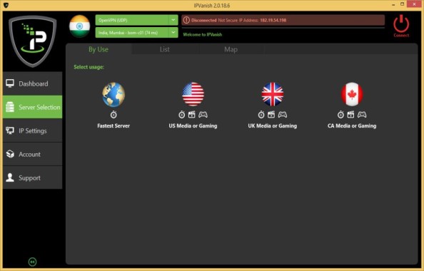 IPVanish Server Selection