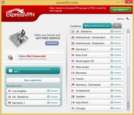 ExpressVPN Home Screen
