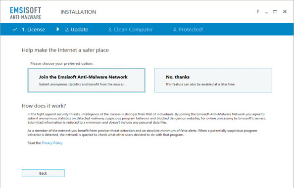 Installation of Emsisoft Anti-Malware