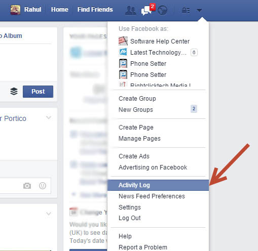 Facebook Activity Log