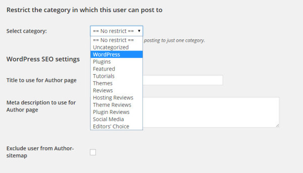 How to category restrict authors in wordpress