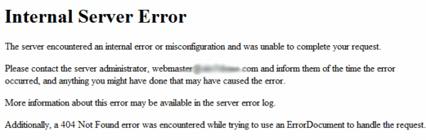 Internal Server Error