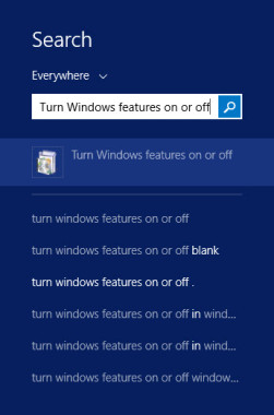 Turn Windows features on or off