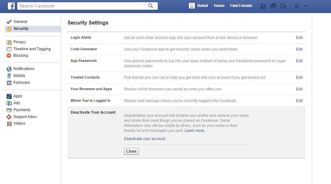 Delete Facebook Account
