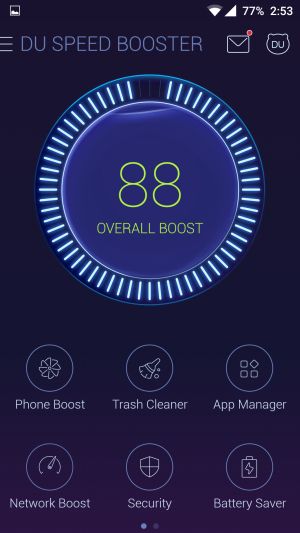 DU Speed Booster User Interface