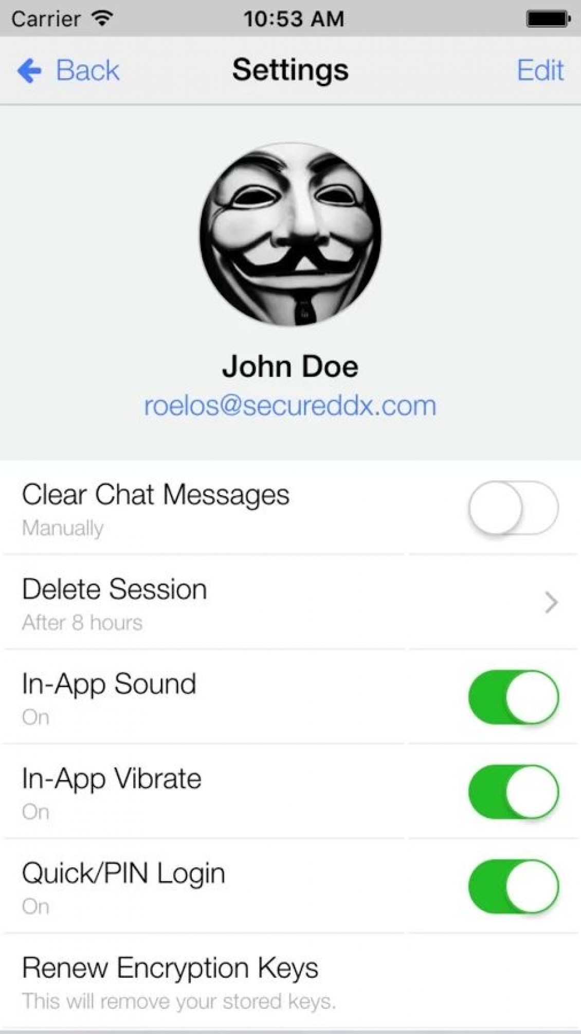 Secure MMX Encrypted Messenger Settings Secure MMX Encrypted Messenger Settings