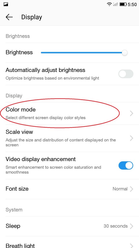 Adjust display colour temperature