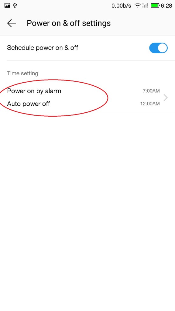 Set up Automatic power On/Off