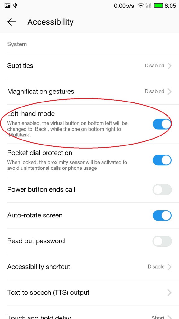 Enable the Left hand UI