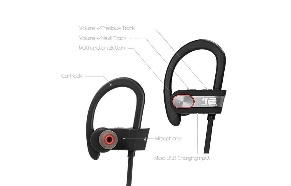TechElec SP-X Sweatproof Bluetooth Headphones-1