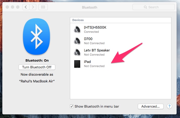 Bluetooth Setting on Mac