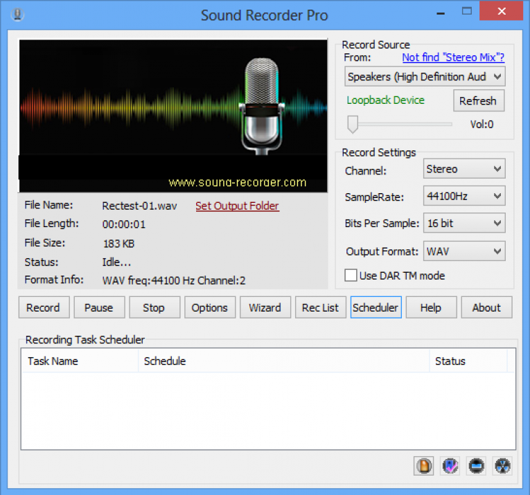 Features of the Sound Recorder pro for windows