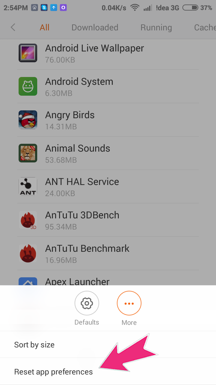 Reset App Preferences in Android Smartphones Items