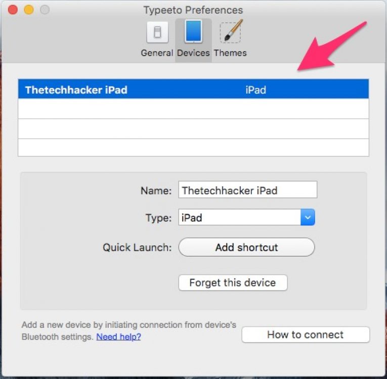 Typeeto_Preferences iPad Connection
