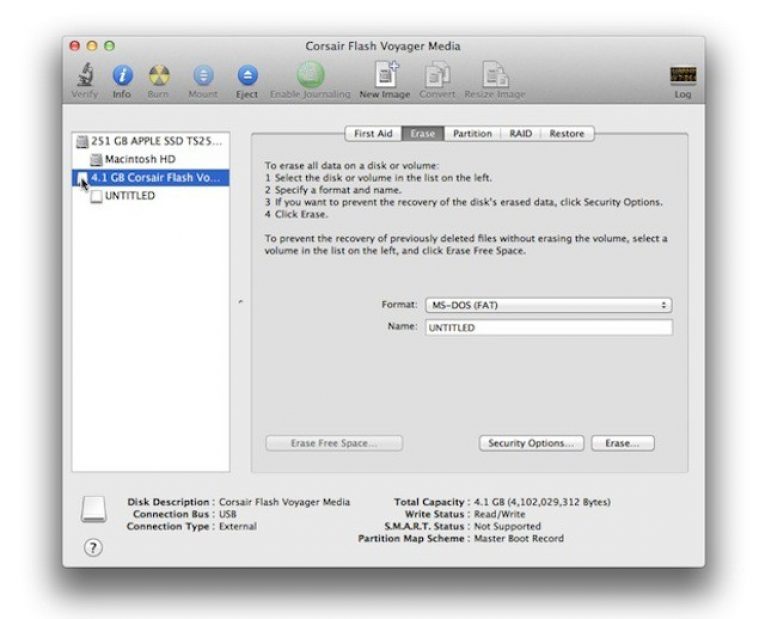 Diskutility in mac for formatting sd cards