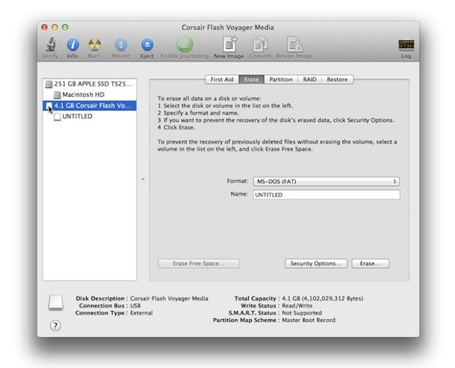 Diskutility in mac for formatting sd cards