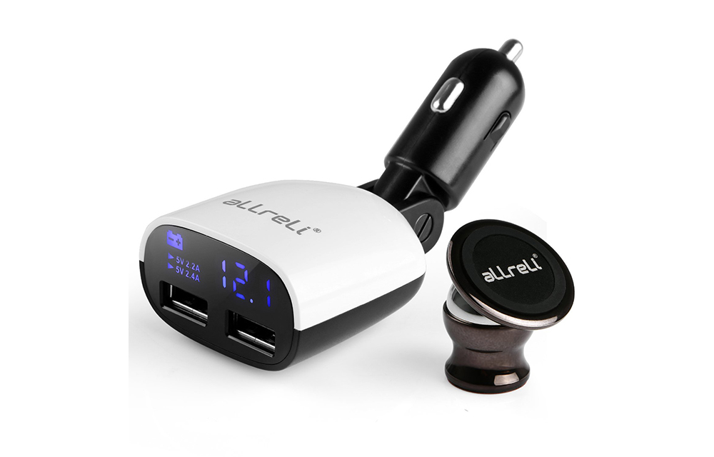 aLLreLi Dual Port 34A 17W USB Car Charger and Magnetic Car CellPhone Mounts Holder Review
