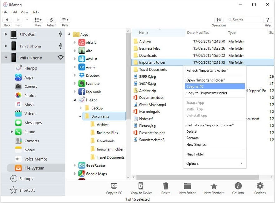 Transferring files from iPhone to PC