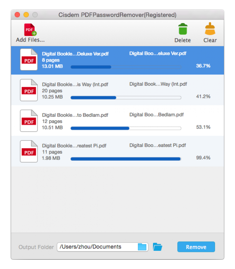 Interface of the cisdem pdf remover 3 for mac cisdem-pdf-password-remover-3-interface