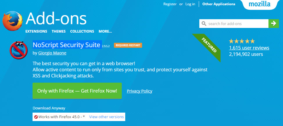 NoScript Security Suite 