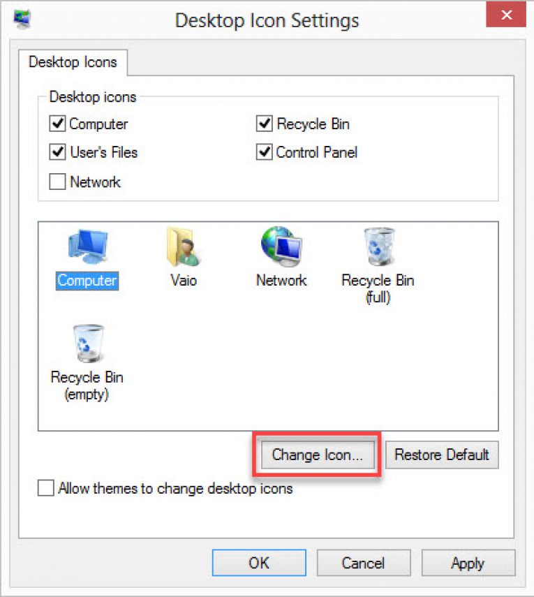 Desktop Icons Screen