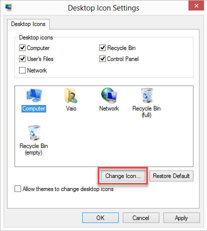 Desktop Icons Screen