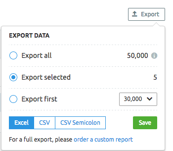 Export SEMRUSH Date and Reports