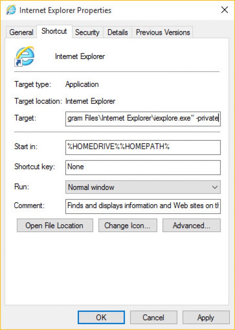 How To Always Launch InPrivate Mode in Internet Explorer