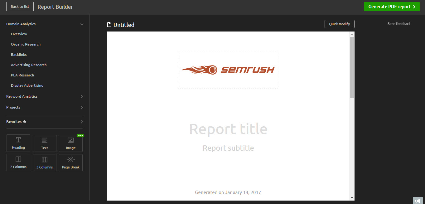Myreports in SEMRUSH