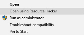 Open using Resource hacker