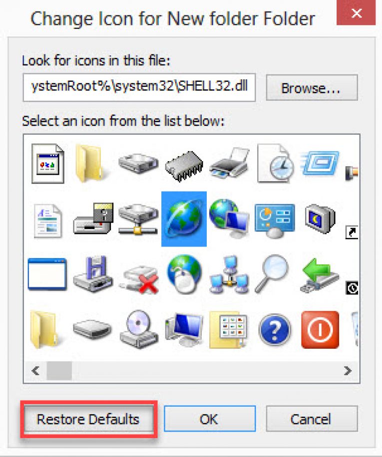 Restore Default Icons