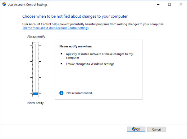 Turn Off User Account Control