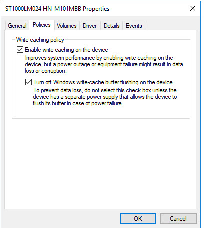Turn On Write Caching