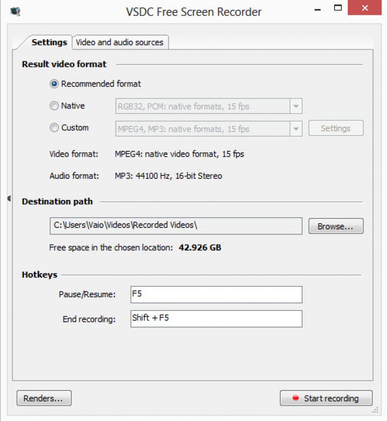 VSDC Free Video Editor Recording