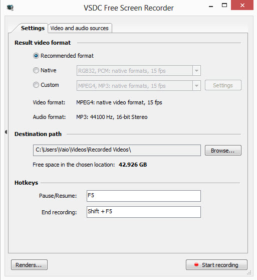 VSDC Free Video Editor Recording