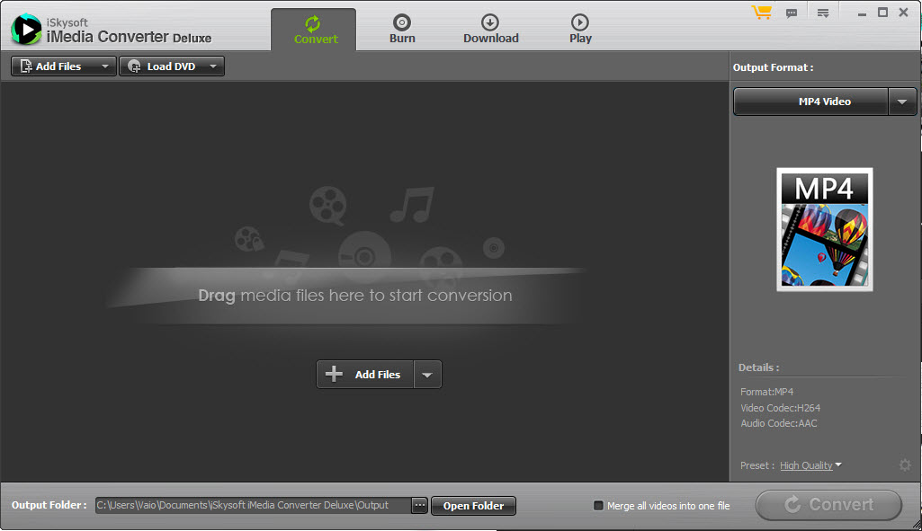 iSkysoft iMedia Converter Interface