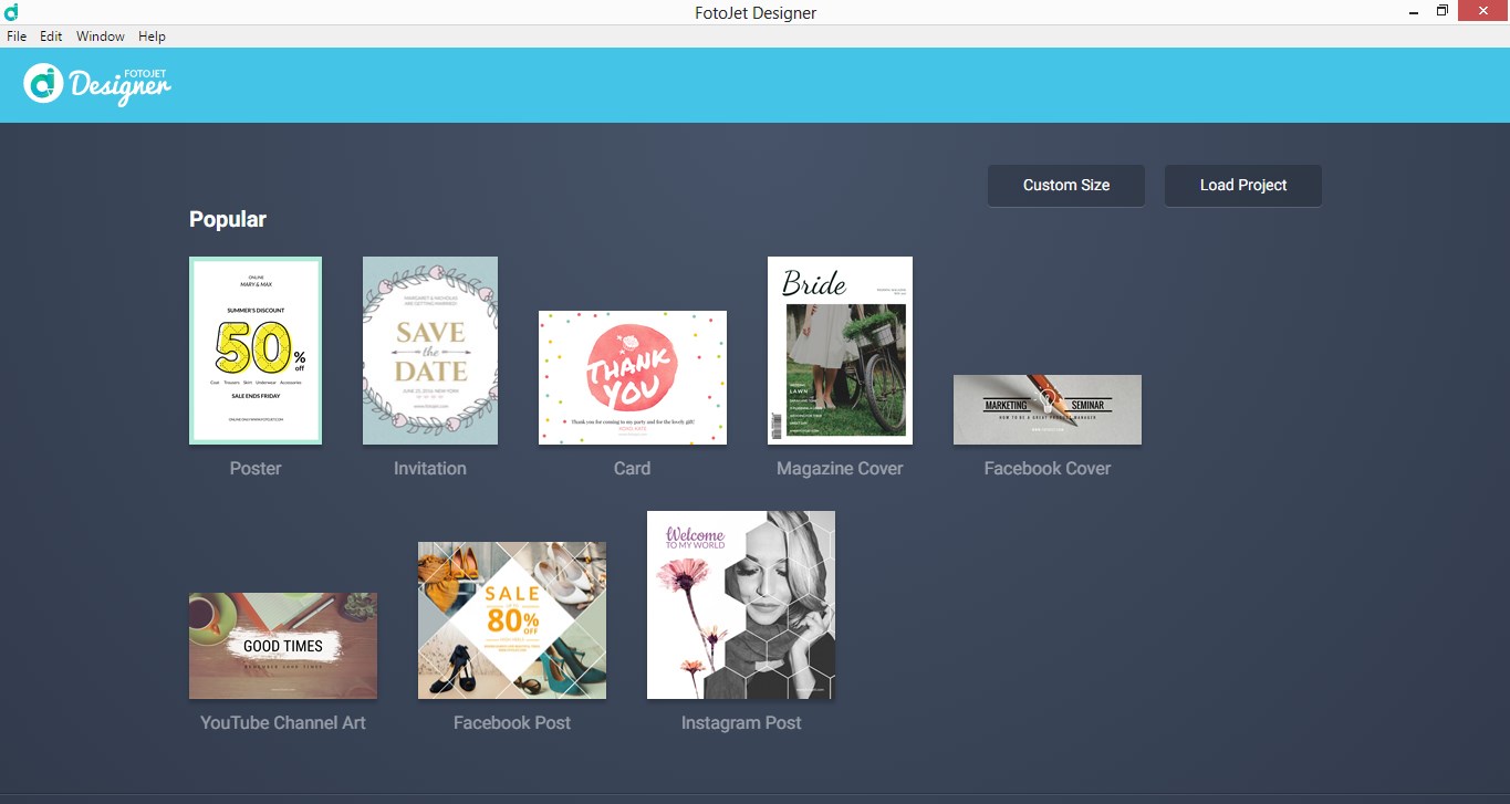 Fotojet Graphic Design Software Interface