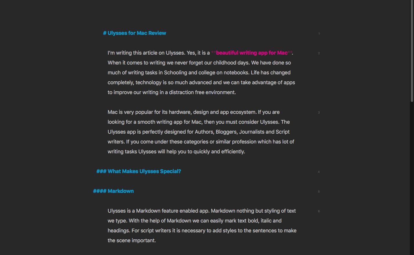 Ulysses Distraction Free Style
